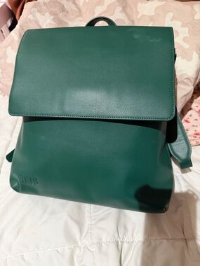 Green BEIS Smooth Leather Backpack wicked